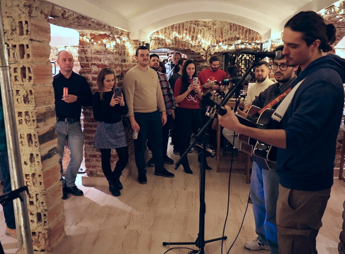 Live music at the Plan A office